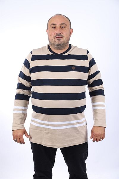 MocGrande Ανδρικό μπλουζάκι μεγάλου μεγέθους ριγέ 22145