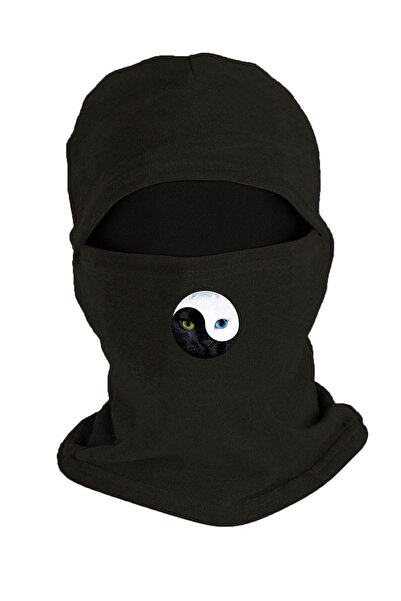 Zeron Tasarım Зимовий флісовий маска з принтом кота, чорний Bll343