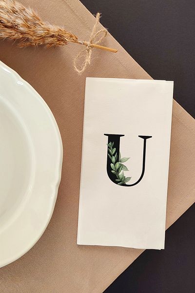 NapkinStore Letter Design Linen Textured Napkin 16 Pack Np6