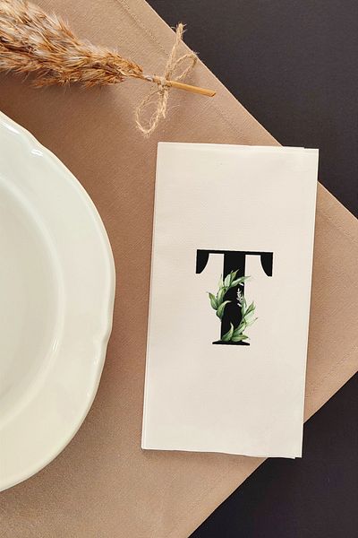 NapkinStore Letter Design Linen Textured Napkin 16 Pack Np4