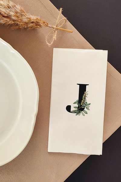 NapkinStore Letter Design Linen Textured Napkin 16 Pack Np17