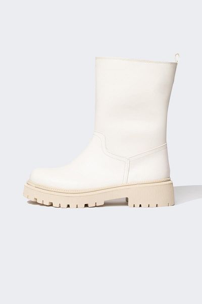 DeFacto Damen-Slip-On-Stiefel aus Kunstleder mit dicker Sohle