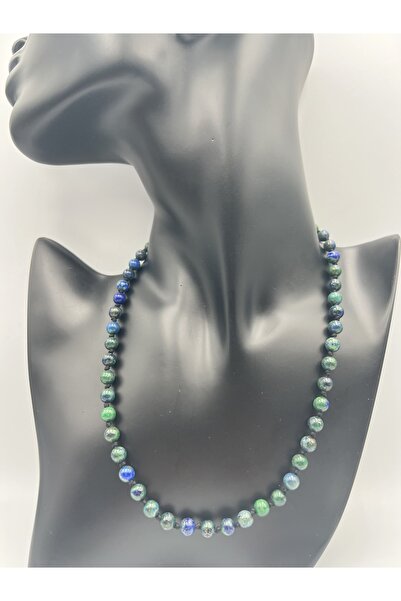 GÜMÜŞTEL EL SANATLARI قلادة من حجر اللازورد الطبيعي المعتمد بجودة AAA 6 مم