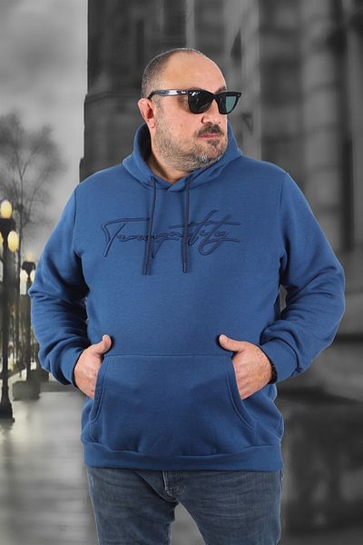 MocGrande Μεγάλο μέγεθος με κουκούλα Sweat Twenty 22741 Indigo