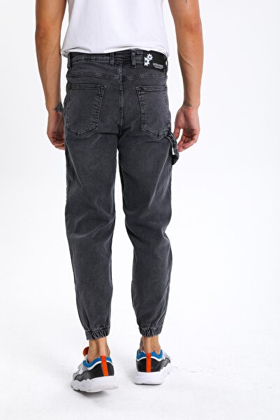 DİFRANSEL Ανδρικό τζιν παντελόνι Jogger Boyfriend Anthracite με ελαστικά πόδια
