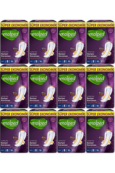 Molped Supernight Hygienic Pad Night Extra Long 16 Pieces 12 Pieces