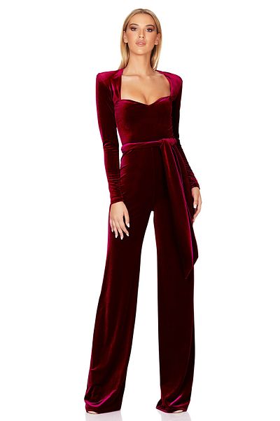 AVC Long Sleeve Velvet Jumpsuit