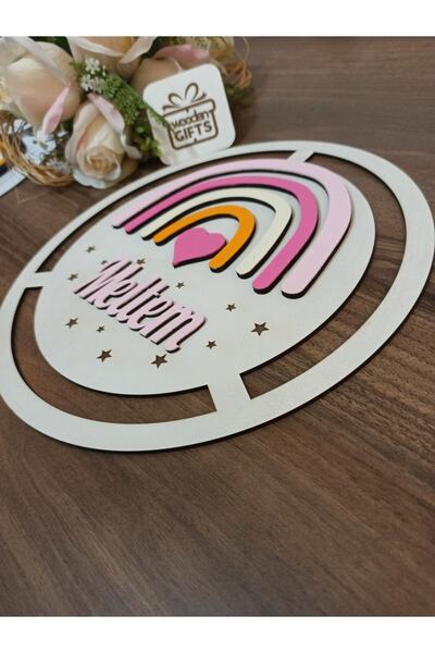 woodengifts Çocuk Ve Bebek Odası Kapı Ve Duvar Süsü Isimli Pano