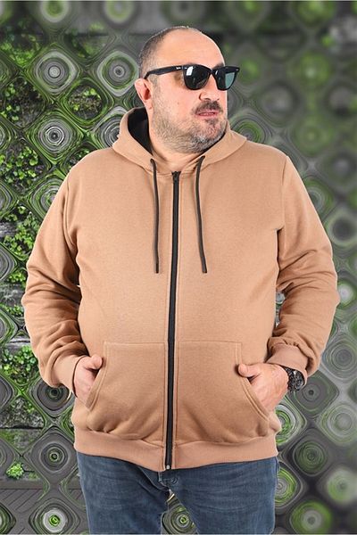 Starbattal Μεγάλο μέγεθος Unisex Hooded 3ip Sweat 11701 Σκούρο καφέ