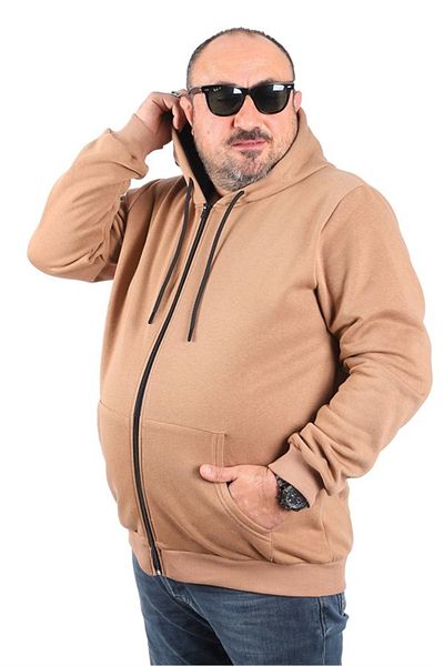 Starbattal Μεγάλο μέγεθος Unisex Hooded 3ip Sweat 11701 Σκούρο καφέ