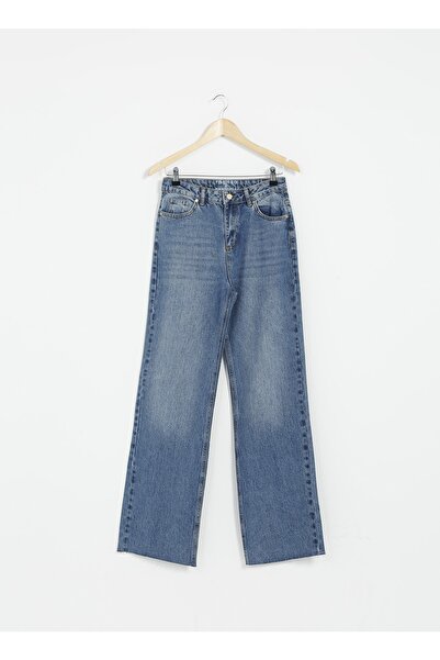 Fabrika Yüksek Bel Açık Indigo Straight Kadın Denim Pantolon Melıs