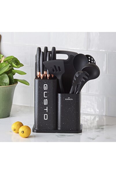 Karaca Gusto 12 Parça Bıçak Servis Kesme Tahtası Seti Siyah