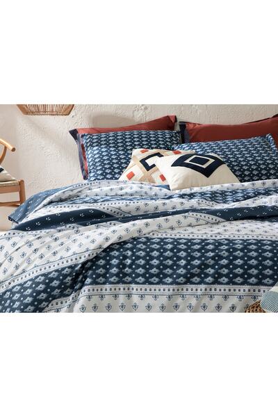 English Home Joyous Patches Cotton King Size Duvet Cover Set 240x220 Cm Indigo