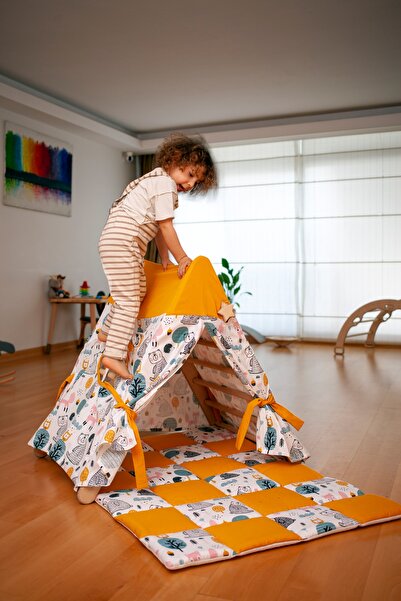 KIDOPPO Pikler Üçgeni | üçgen Üzeri Oyun Çadırı Oyun Matı | Üçgene Uygun Çadır & Mat | üçgen & Çadır & Mat)