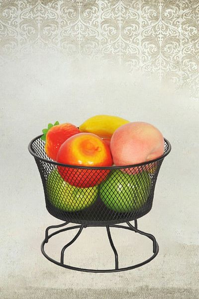 VENON Nazlı 20 cm Black Fruit Holder Crisper Metal Basket Multi-Purpose Box Bathroom Kitchen Organizer