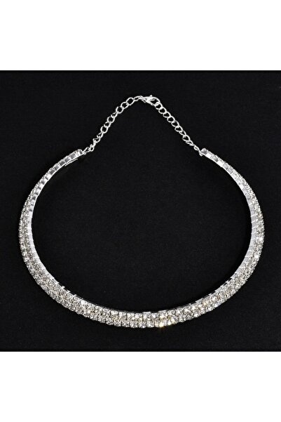TakıConcept Kristal Taşlı Choker Boyun Kolye 2 Sıra, Abiye Kolye, Taşlı Kolye