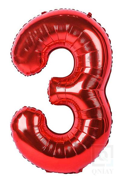 Kalsiyum Mood 100 cm Red Foil 3 Number Balloon 40 Inc Party Number Birthday Balloon