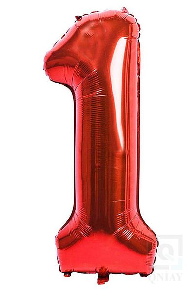 Kalsiyum Mood 100cm Red Foil 1 Number Balloon 40 Inc Party Number Birthday Balloon