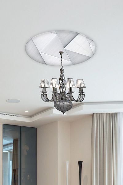 Decorita ثريا زجاجية منقوشة فضية مقاس 50 سم
