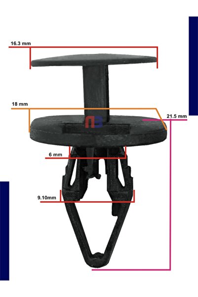 NB Klips Tampon, Bagaj Ve Davlumbaz\ Klipsi Ford-opel,jeep,chrysler-gm,25 Adet