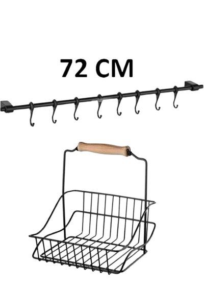 Orvila Черна висяща метална кухненска кошница 72 см 20x20 см / Комплект от 2 бр