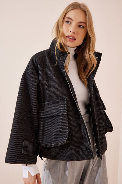 Happiness İstanbul Winterjacke - Grau - Bikerjacken