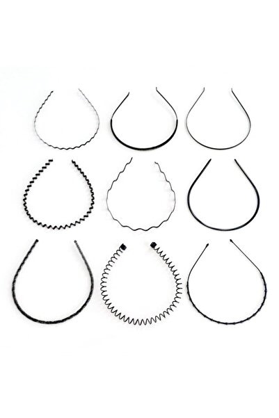 Tahtakaledeyim تاج شعر رياضي للجنسين مكون من 9 قطع معدنية باللون الأسود