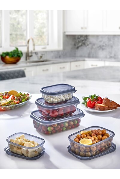 Arbu Home طقم تخزين مستطيل شفاف من أنثراسايت مكون من 6 قطع
