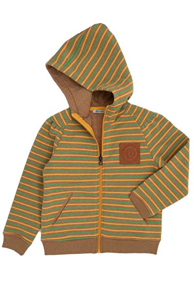 Ozmoz By Mukadder Özden Recycle Cotton Hooded Striped Girl's Jacket