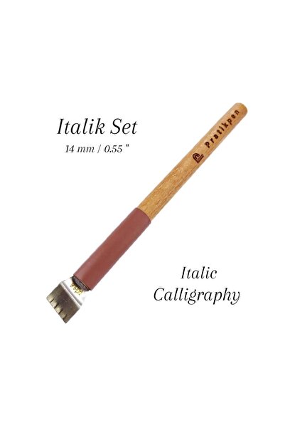Sanathobi قلم الخط الإيطالي من Pratikpen، قطع جانبية، مقبض من خشب الزان 14.0 ملم