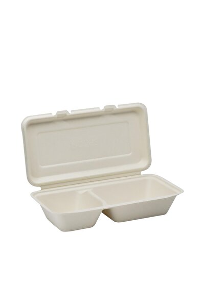 AMBALAJ PAZARI 2 Bölmeli Kapaklı Ekolojik Karton Gıda Kabı - 150 Adet