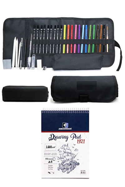 okulima مجموعة أقلام رسم من Alex Schoeller مقاس A5 مكونة من 50 قطعة من ألوان ...