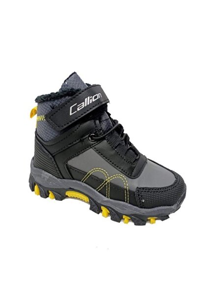 Callion 06p Pantofi Băieți din piele Ghete Afumate Negru Galben