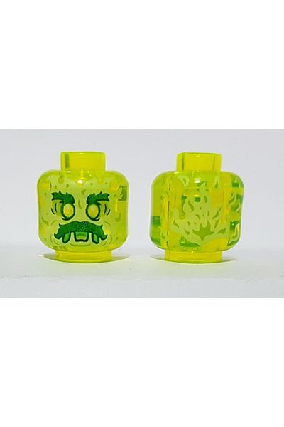 LEGO Original Accessory Custom Minifigure Minifigure Head Ghost Ghost Neon Green Thick Eyebrow Mustache Head