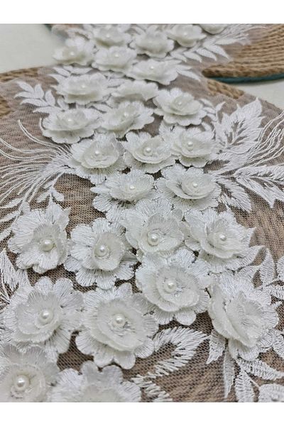 Esteks Dantel ve Tekstil Aksesuarları Lace Detailed Pearl Design Sconce