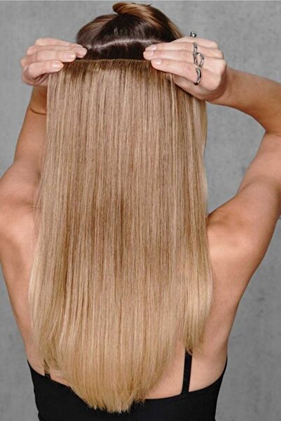 CESLİFE Küllü Açık Kumral YarımAy Saç Postiş + 2 Yan Çıt Çıt Set-gerçek Saç D...