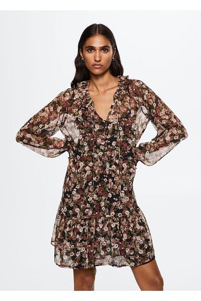 MANGO Woman Floral φόρεμα σιφόν