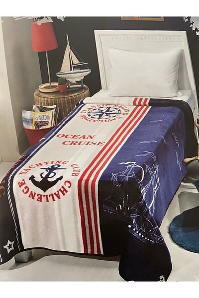 MİNK Marine Theme Licensed Single Blanket / Bedspread/