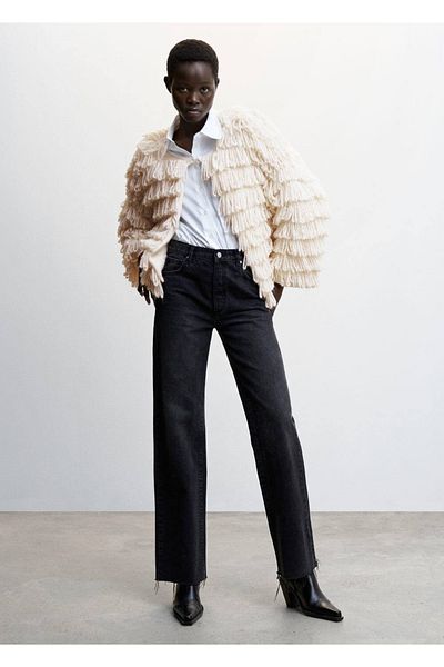 MANGO Woman Flowing Fringed Cardigan