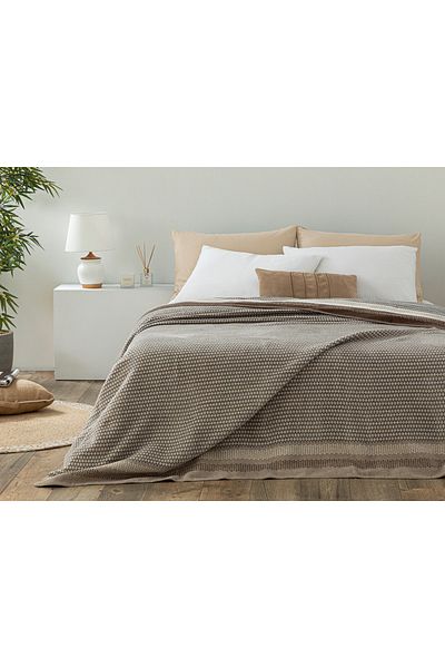 EHM Βαμβακερή κουβέρτα διπλής μπεζ - 200x220 cm