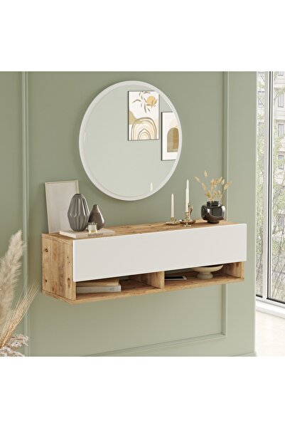 L'occi Concept Simon 100 Cm Aynalı Raflı Kapaklı Dresuar Antre Hol Çam-beyaz