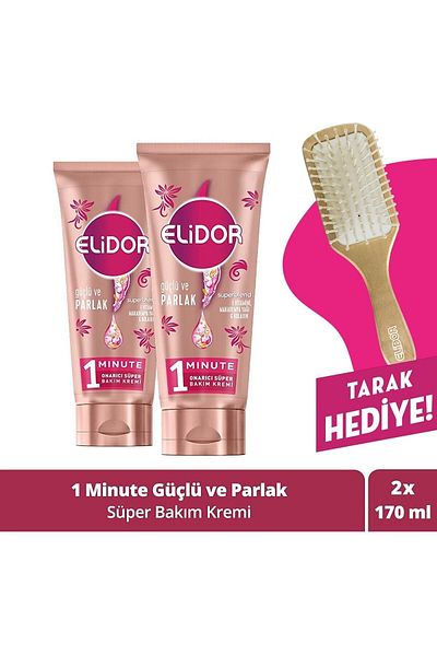Elidor Superblend 1 Minute Repair - Strong and Shiny Hair Care Cream 170 Ml X2 Comb