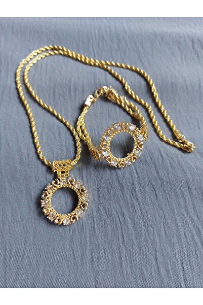 GEZERGOLD TAKI 22 Ayar Altın Kaplama Çeyrek Çerçeve Kolye Bileklik