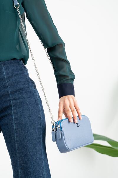 ImPolo Geantă de umăr și crossbody pentru femei Sera Blue Dimensiune 12x22