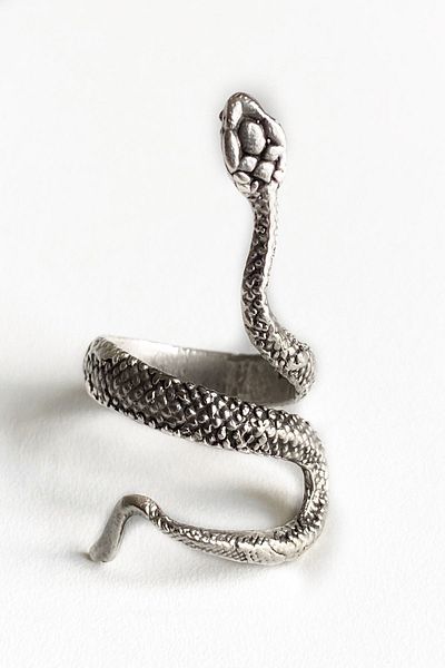 axexuar Silver Gray Thin Snake Model Adjustable Men's Women's Ring