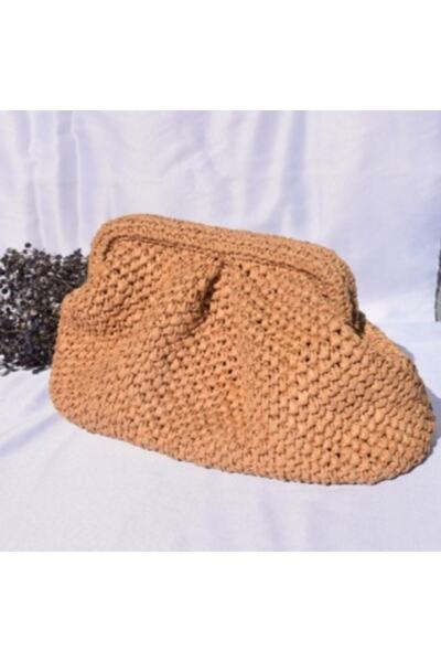 EL YAPIMI Hasır Renki Kağot Ip Çanta