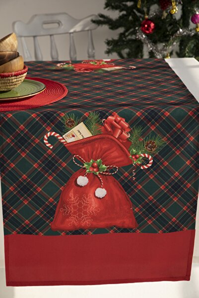 AYSHOME Ays Home Red Pouch Gingham Christmas Runner
