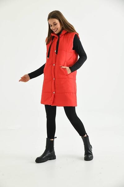 ECRİN MODA Жіночий надувний жилет з капюшоном