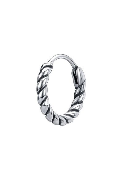 northstarshop Modern Design Striped Twist Model Ring Snap-On 316l Steel Men's Earrings