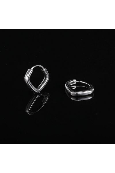 northstarshop Men's Biker Classic 316L Steel Earrings - Square Design, Snap Ring
